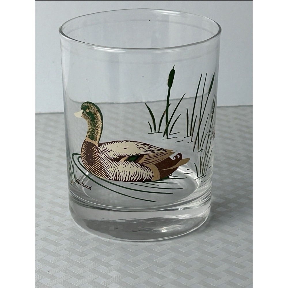 Vintage Culver Mallard Duck Rocks Glass Tumbler Wildlife Barware 10oz Old Fashio
